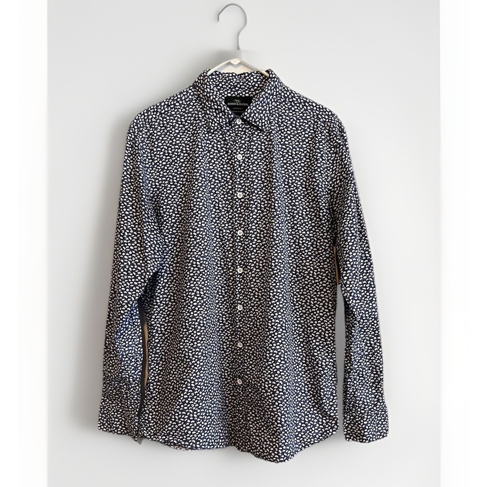 Rodd & Gunn Shirt Mens Large Blue Floral Sports Fit Long Sleeve Button Up Italy